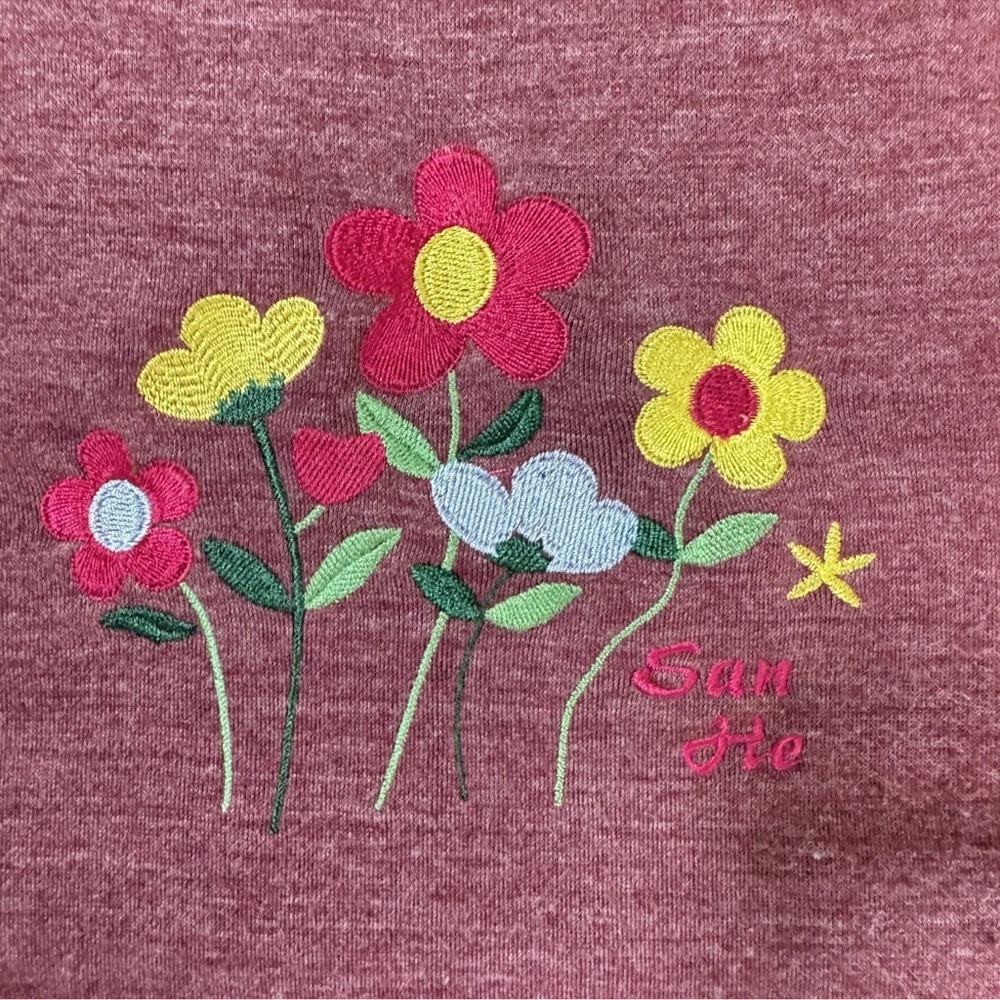 Peter Pan Collar A-Line Burgundy Twee Tunic Top Dress Size*M Embroidered Korean - Picture 5 of 7